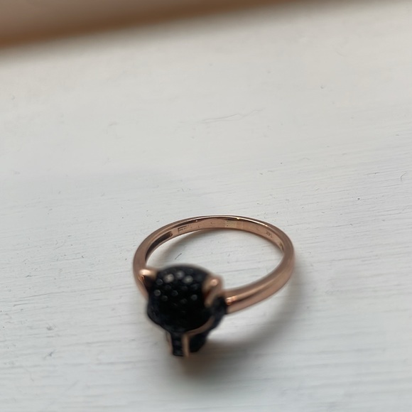 Effy Signature 14K Rose Gold Black Diamond & Emerald Mini Ring, 0.46 Size 8 - Picture 4 of 5